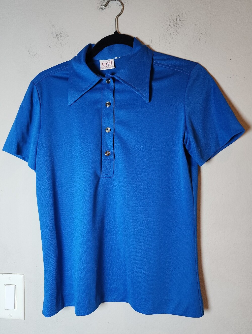 Vintage Graff Blue Polo Short Sleeve Shirt Est Size Medium